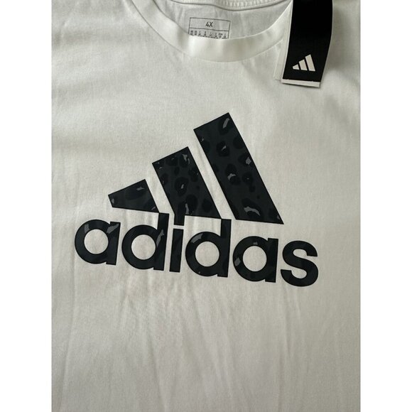 Adidas Womens Regular fit Short Sleeve Animal Print Logo T-Shirt Shirt 4X White - Picture 6 of 12